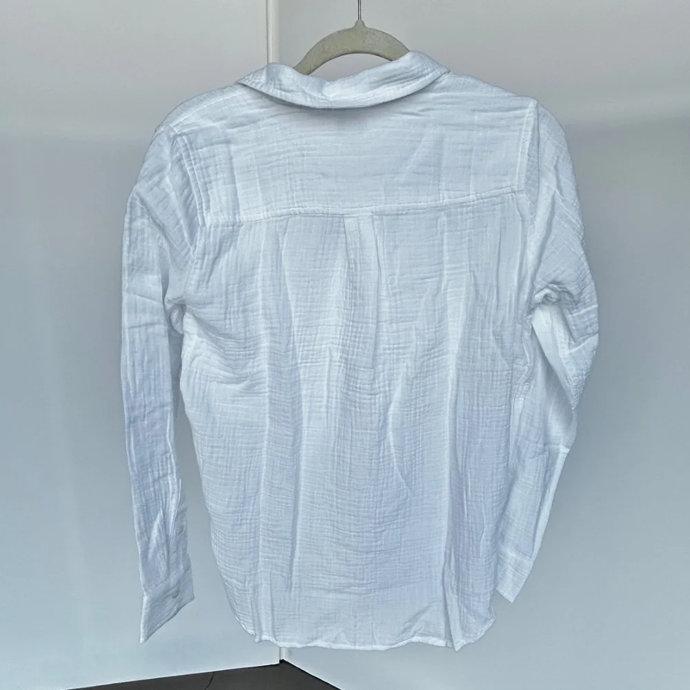 J. Crew White Button-Down Cotton Gauze Shirt, XS